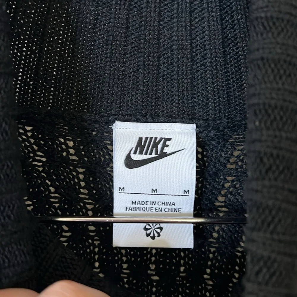 Nike Cable Knit Sweater Turtleneck Black Size Medium Mens Loose Fit - Picture 9 of 16